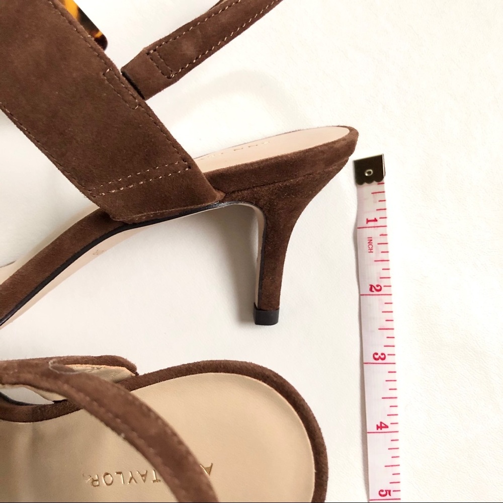 Ann Taylor Brown Suede Pointed Toe Slingback Heels with Buckle - Picture 4 of 7